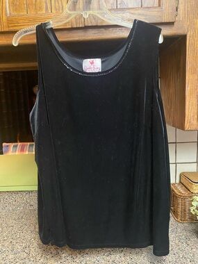 Women’s Quacker Factory Black Velvet Tank 2X